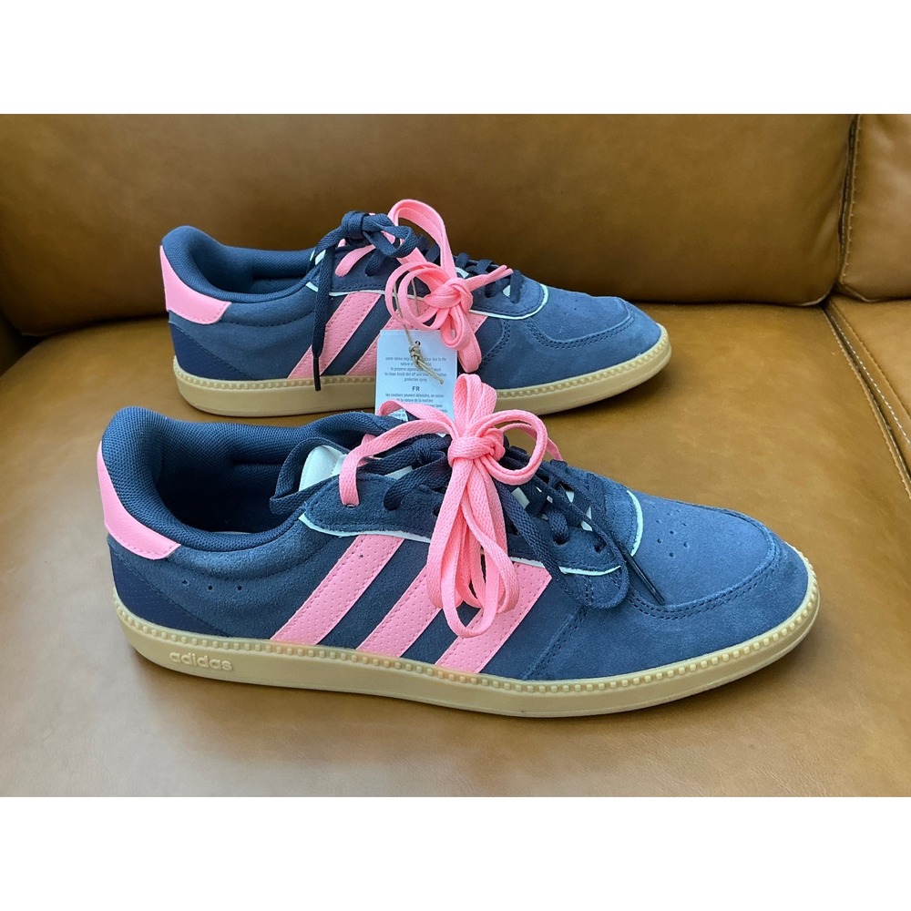 Adidas Breaknet Sleek Women 8.5 Blue Pink NEW IH5467 Suede Gum Sole Sneakers